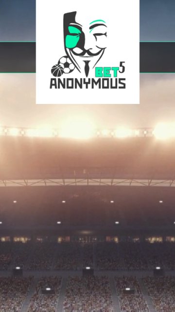 Anonymous Bet 5: hero του website με γήπεδο και λογότυπο